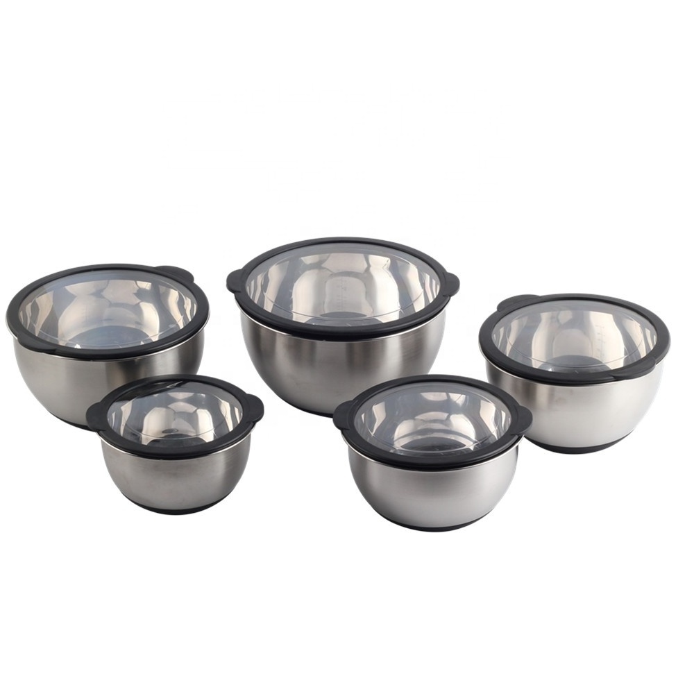 1.5/2/3/4/5 Qrt,  With Airtight clear lid  Premium stainless steel Mixing Bowls