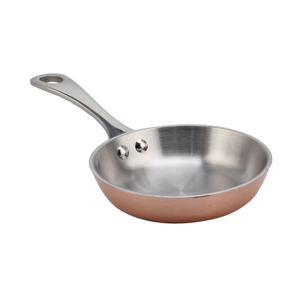 Cooking Serving Pan, Copper Tri-Ply Stainless Steel Mini Fry Pan