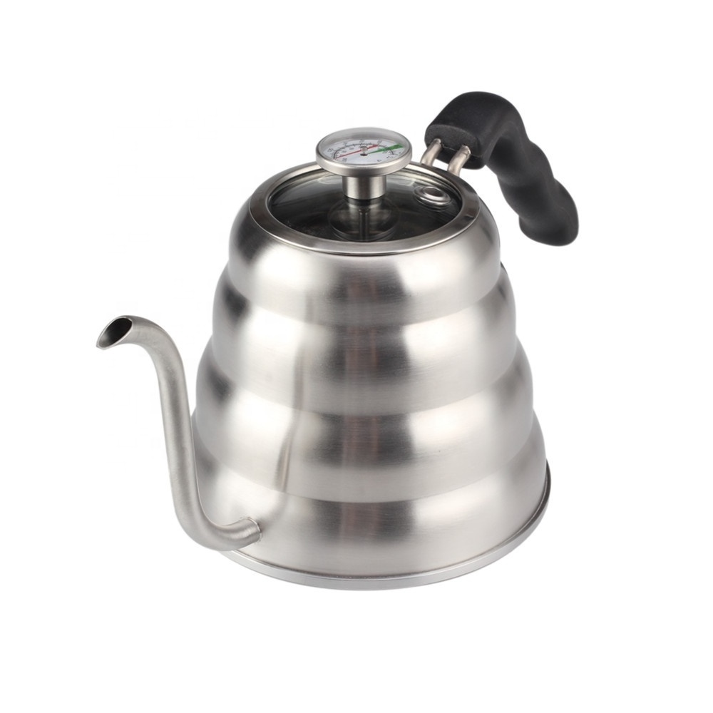 40 fl oz (1.2 liter), Stainless Steel Gooseneck Kettle with Thermometer for all Stove Tops, Pour Over Coffee Kettle