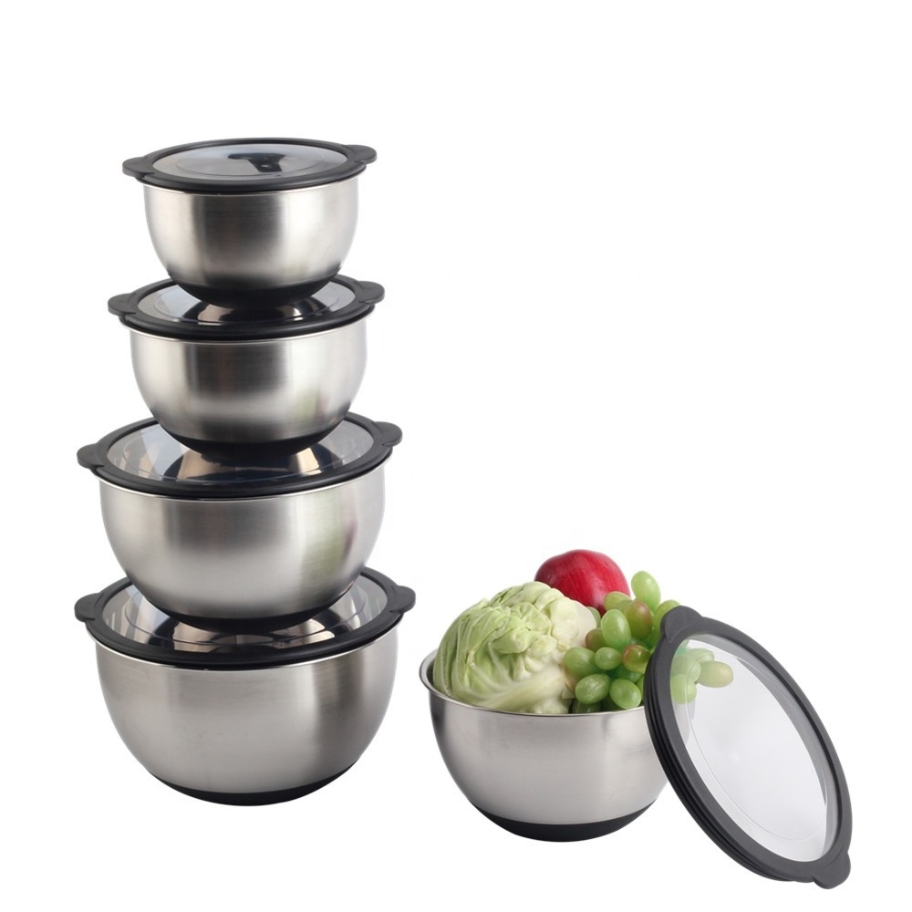 1.5/2/3/4/5 Qrt,  With Airtight clear lid  Premium stainless steel Mixing Bowls