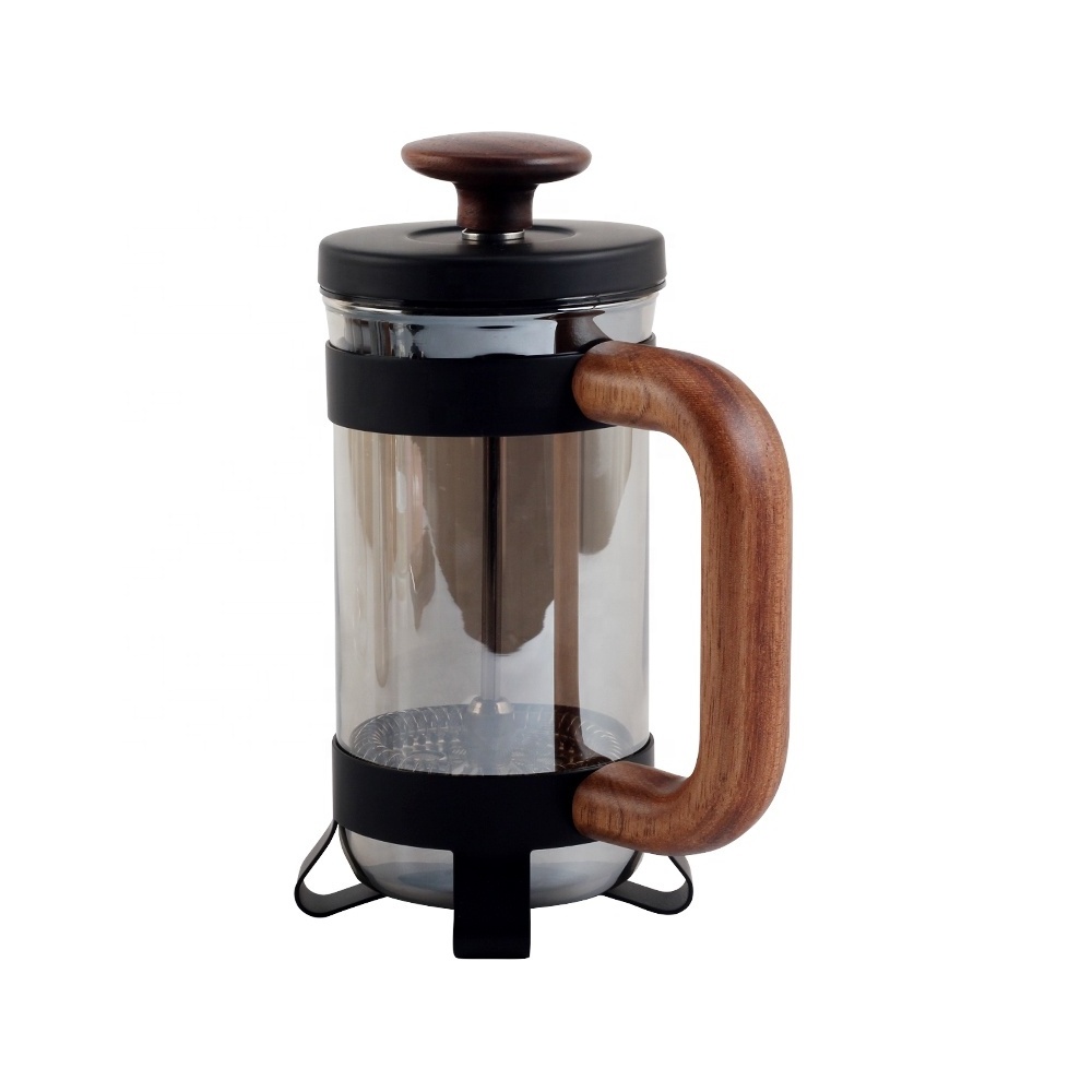 Wooden Handle EKEPHY 304 Stainless Steel filter  Glass Coffee French Press