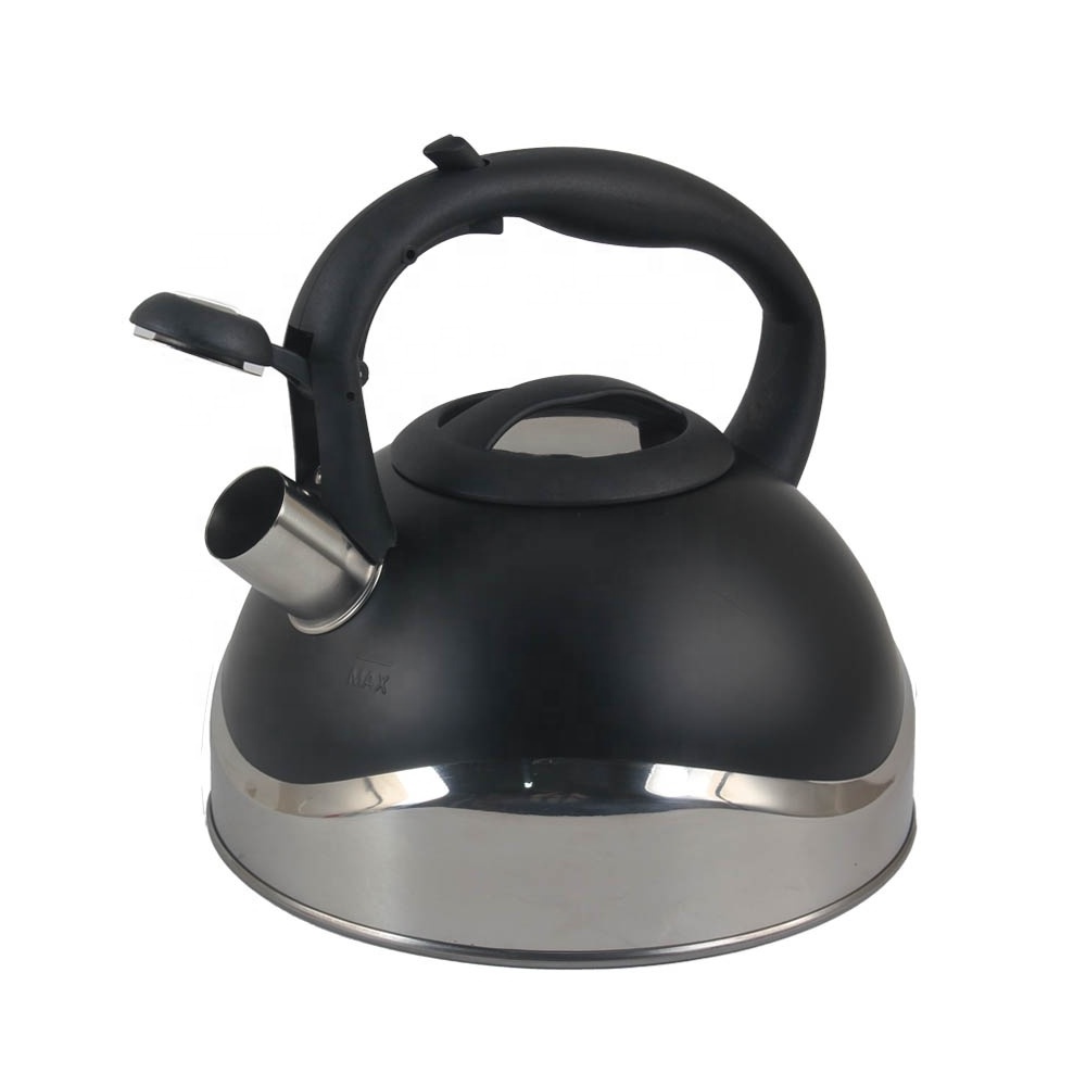 3-Quart Black Stainless Steel Whistling Tea Kettle