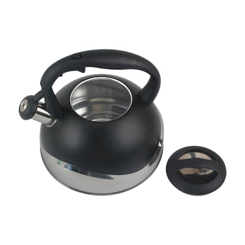 3-Quart Black Stainless Steel Whistling Tea Kettle