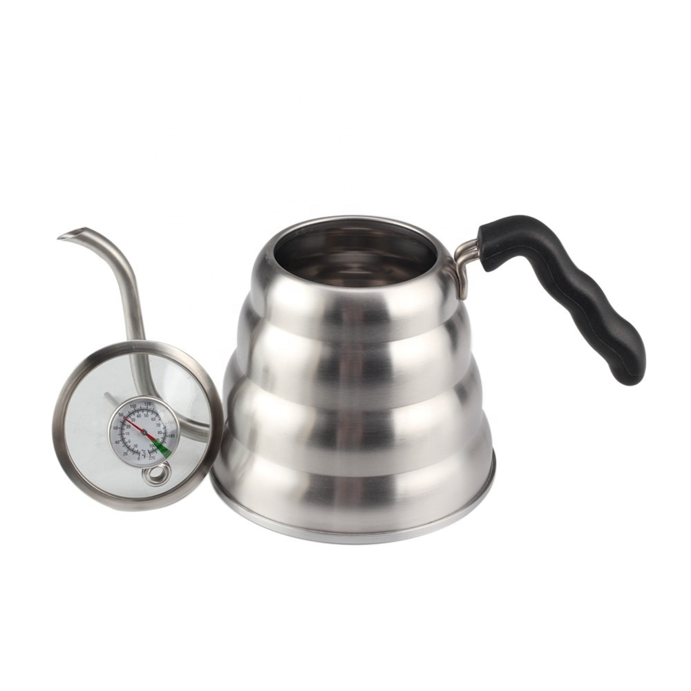 40 fl oz (1.2 liter), Stainless Steel Gooseneck Kettle with Thermometer for all Stove Tops, Pour Over Coffee Kettle