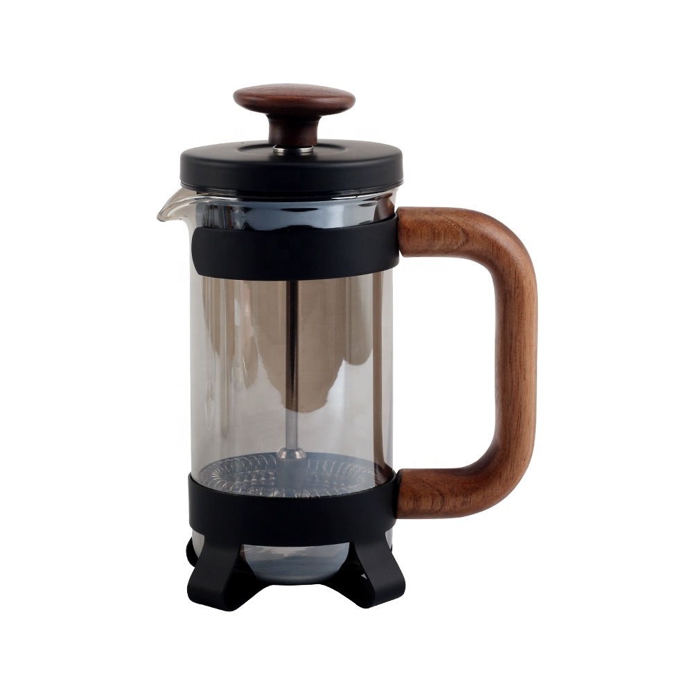 Wooden Handle EKEPHY 304 Stainless Steel filter  Glass Coffee French Press