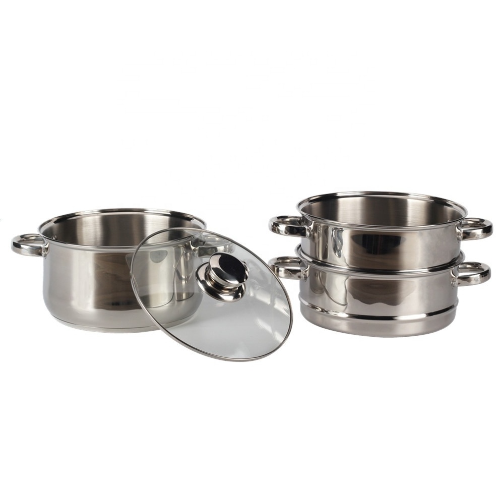 Multipurpose Steamer Pot Cookware with Handle for Cooking, 3 Tier Stainless Steel Steamer