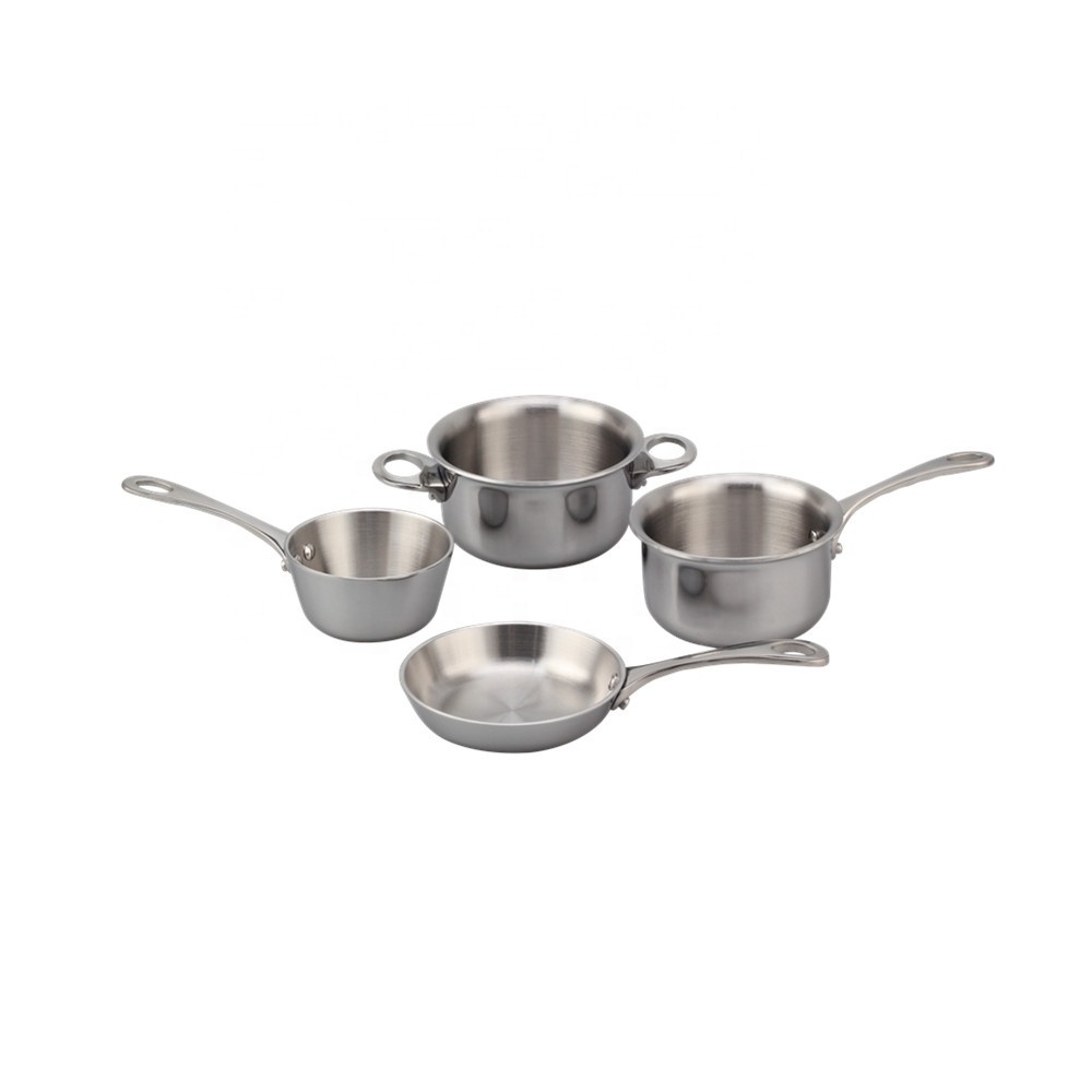 Cookware Cooking pan and pot Sauce Serving Pan for Restaurant and Buffet, Mini Stainless Steel Cookware Set