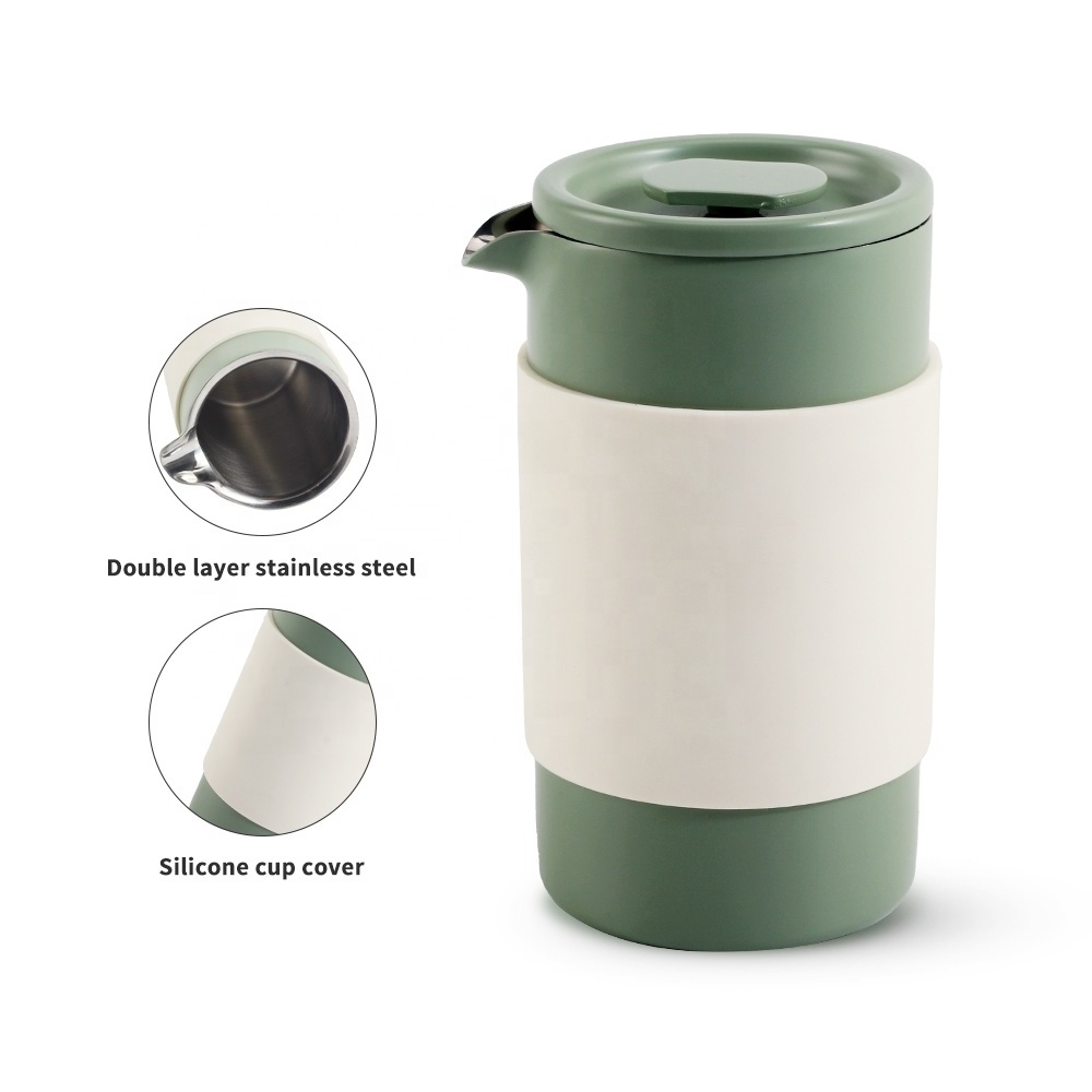 Single Serve 1 Cup Small Stainless Steel Thermal Double Walled French Press 350ML/12OZ, Travel French Press Coffee Maker