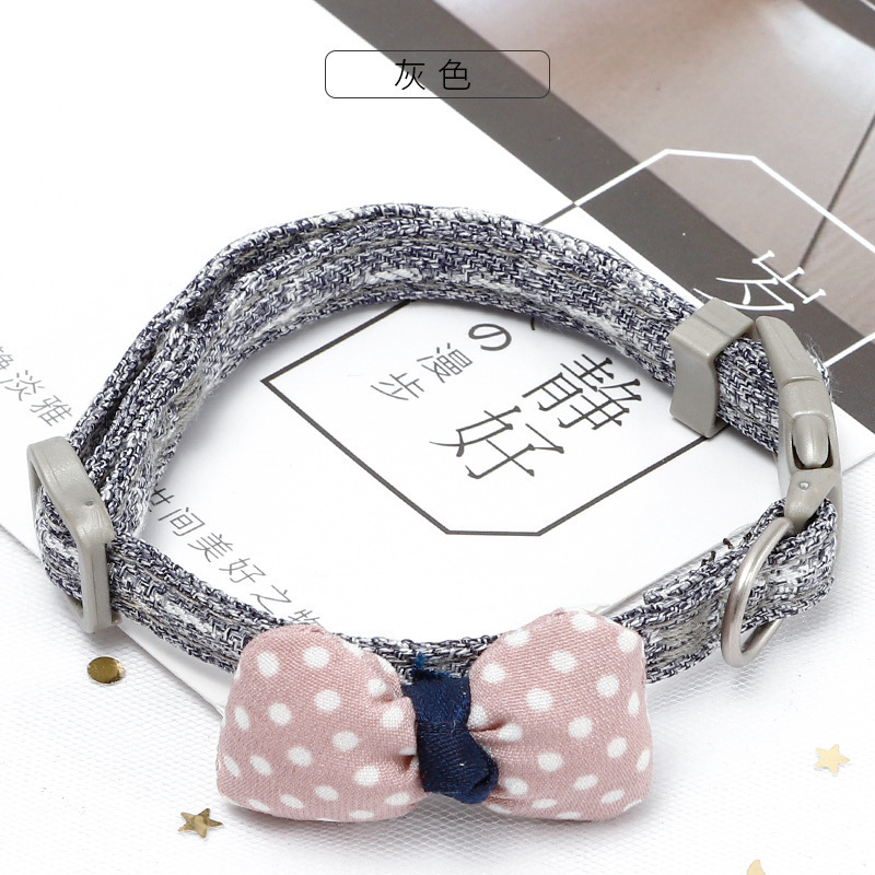 Gentleman'S Cotton-Filled Series Cat Collar Cotton Core-Spun Polka Dot Bowknot Cat Collar Pet Accessories