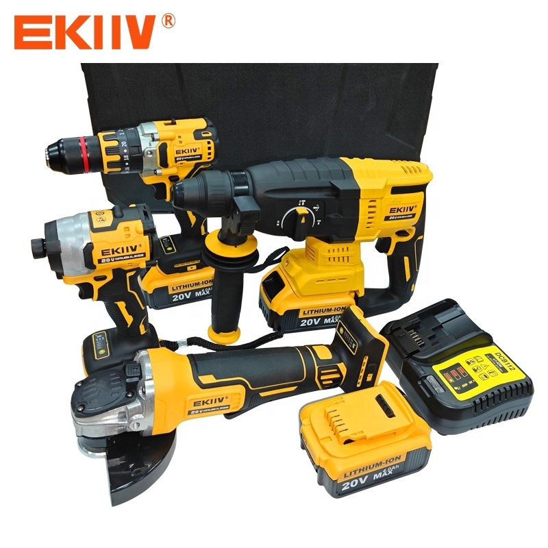 EKIIV Power Tools Set Drill bit Screwdriver Electric Cordless wireless Drill Driver taladro inalambricos With Battery 18v 20v