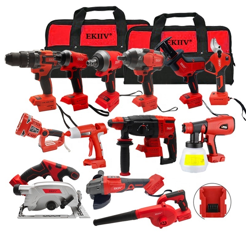 High Quality Household Cordless Tool Combo Kits 20V Lithium battery operated hand Cordless Power woodworking Tool Set