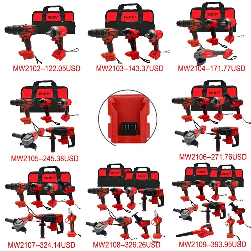 High Quality Household Cordless Tool Combo Kits 20V Lithium battery operated hand Cordless Power woodworking Tool Set