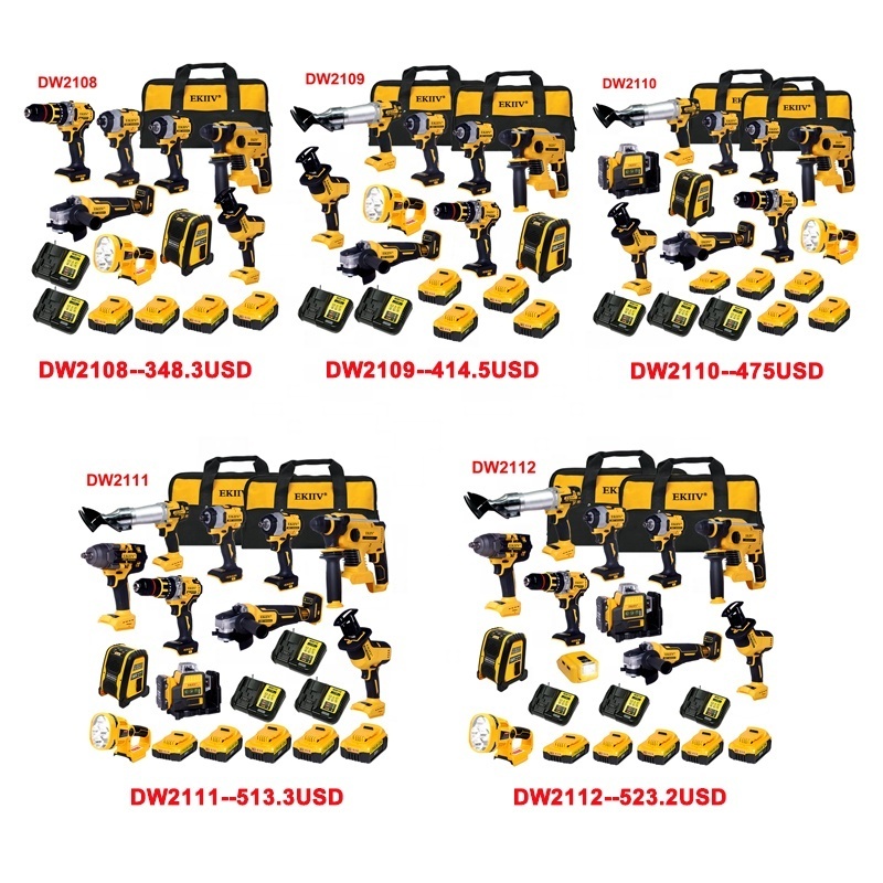 EKIIV 20V Electric Tools Set Mechanic Tool Set Professional 6 pcs Power Cordless Tools Sets Combo