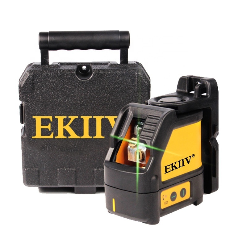 EKIIV factory price Green Laser Level 2 Line 1 Point 360 Rotary Lazer Line  lithium-ion battery Cross line Level