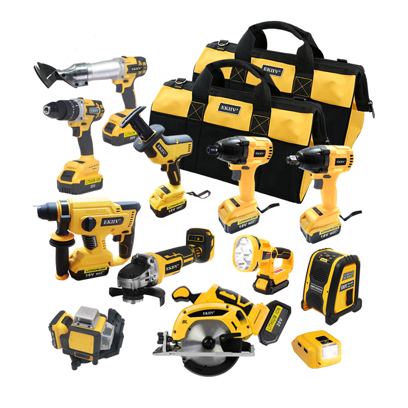 New Sealed Original Sales Combo Power Tools 6 Kits Tool Set 21v Cordless Drill and angle grinder and Hammer and Wrench