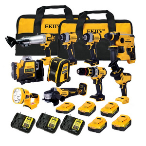 Wholesale price De kit power cordless brushless tools set 10 pcs lithium electronic tools in one combo kit