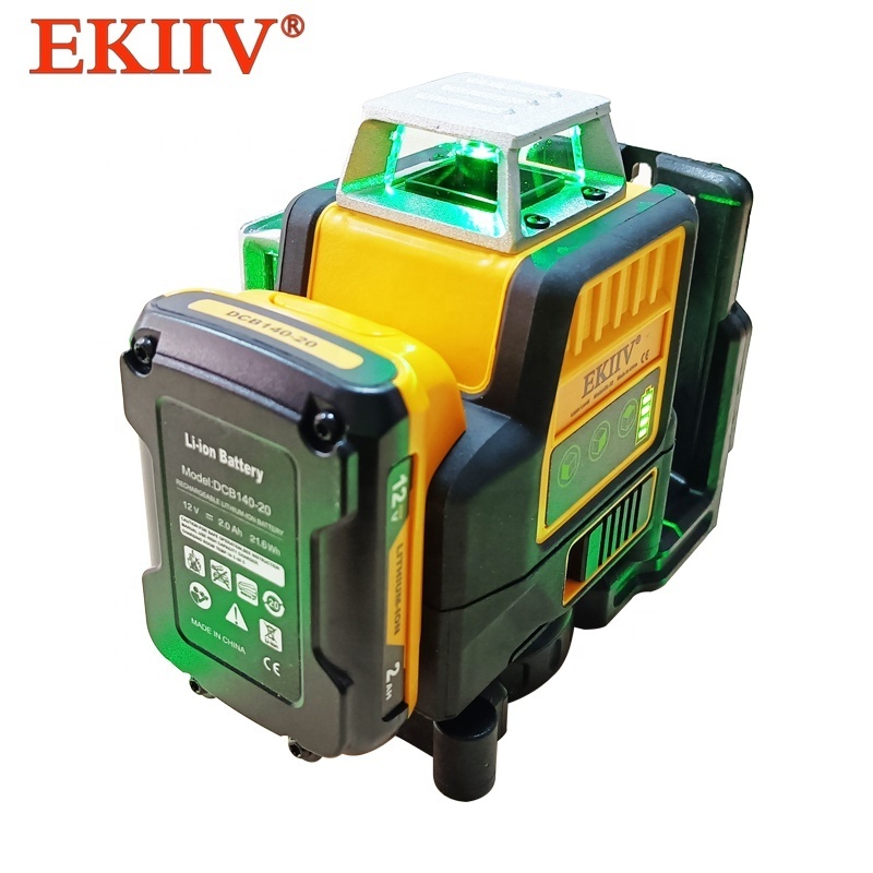 EKIIV DDP shipping 12V 3d 4d 16 lines plane construction tool Premium Grade Professional Green Beam 12 Line laser level 360