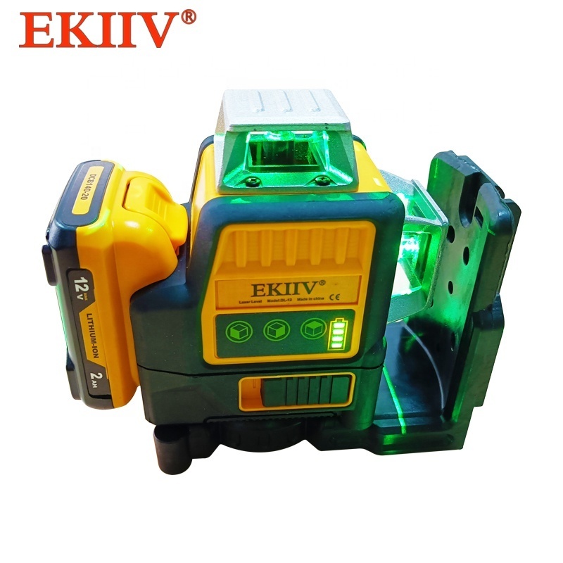 EKIIV DDP shipping 12V 3d 4d 16 lines plane construction tool Premium Grade Professional Green Beam 12 Line laser level 360