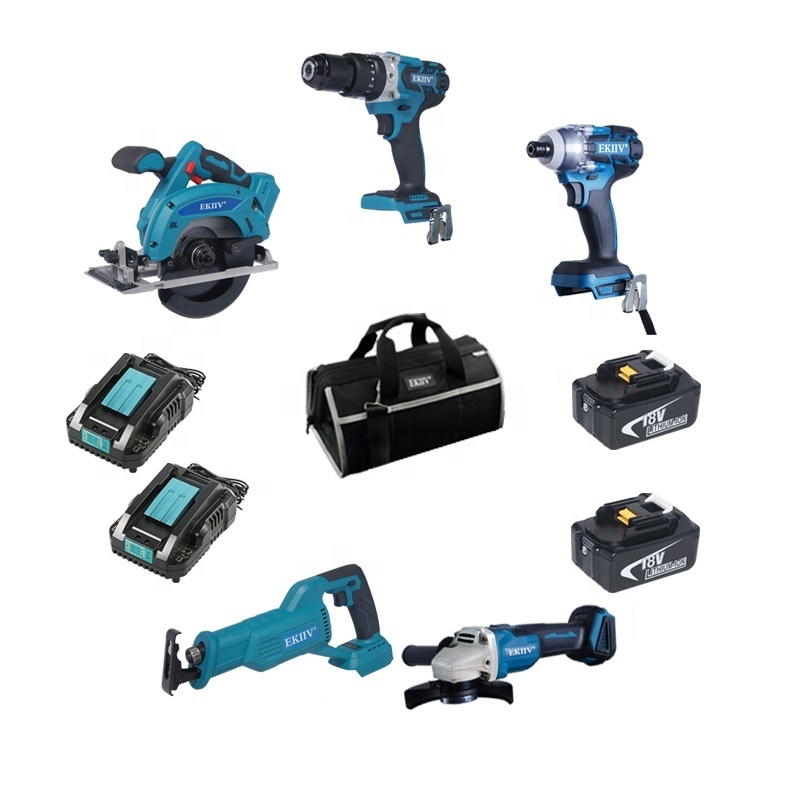 EKIIV Power Tools N in one wholesale Industrial 4.0Ah 5.0Ah 6.0ah 18V 21V cordless tool kits power tool combo kits