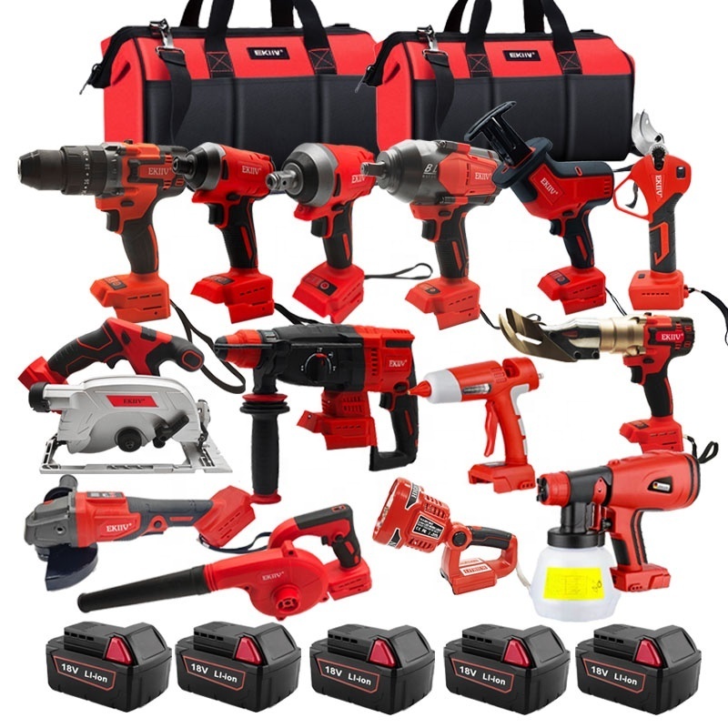 EKIIV Wholesale Ready Stock OEM Support 18v Cordless Electric Power Tools Cordless Drill Power Tools sets combo kit