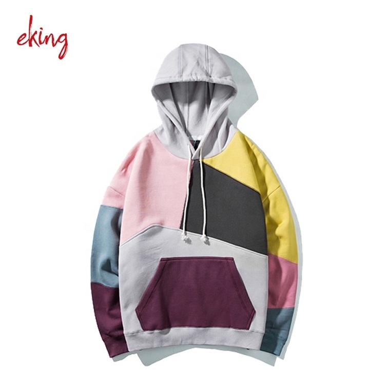 100% cotton sweatshirt different color block hoodies with hood