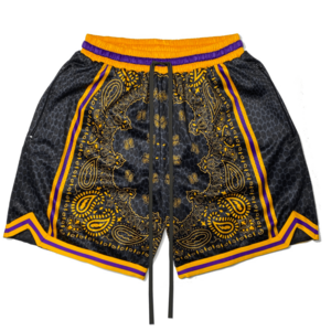 Custom kids logo retro old school plus size vintage patchwork bandana embroidery paisley print men mesh basketball shorts