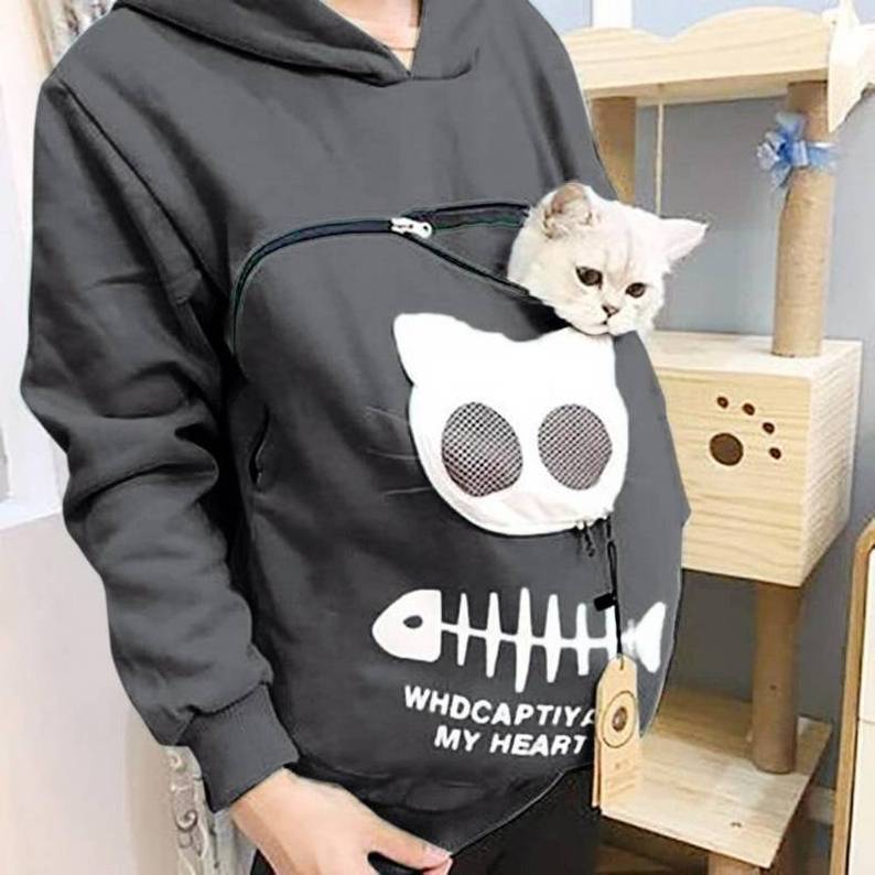 custom zip up Cat Lovers Hoodie Women Kangaroo Cuddle Pouch Pocket Sweatshirt animal lovers Sweatshirt pet carrier Hoodie