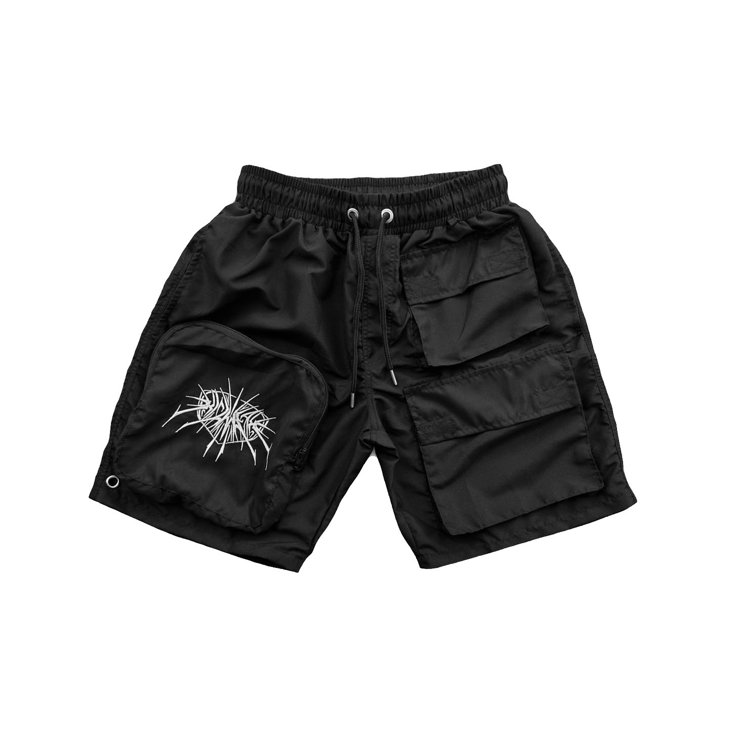 Custom Men Pocket Polyester Embroidery Baggy Streetwear Drawstring  Cargo Summer Nylon Shorts