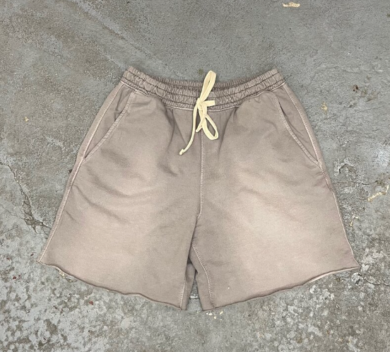 Custom Wholesale Blank Terry Sweat Men Oversized Shorts With Rope String Cut Sew Sun Faded Washed Shorts