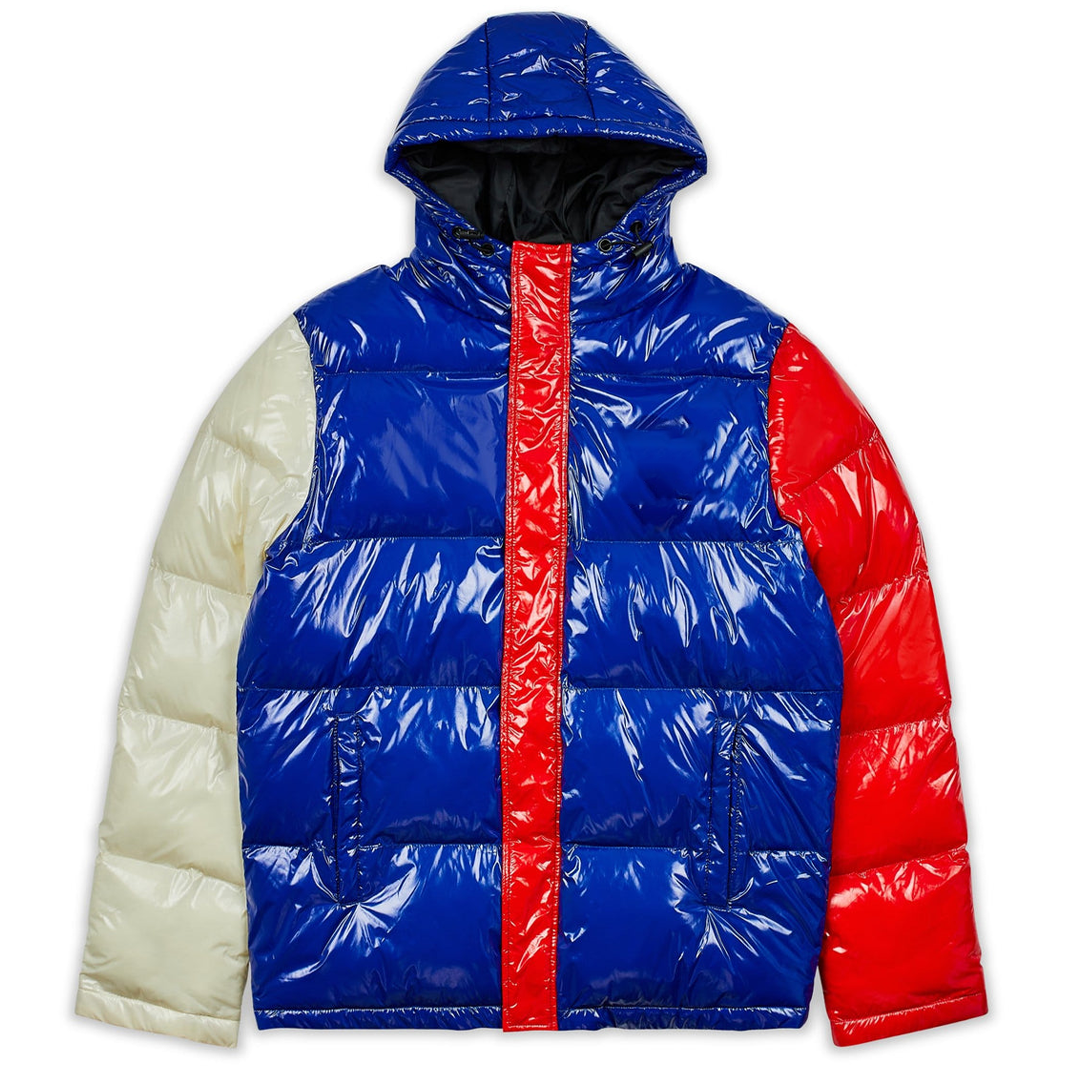 Custom OEM Fashion New Design Winter Nylon Fabric Zip Hooded Shiny Bubble Coat Silver Metallic Down Puffer Jacket Men