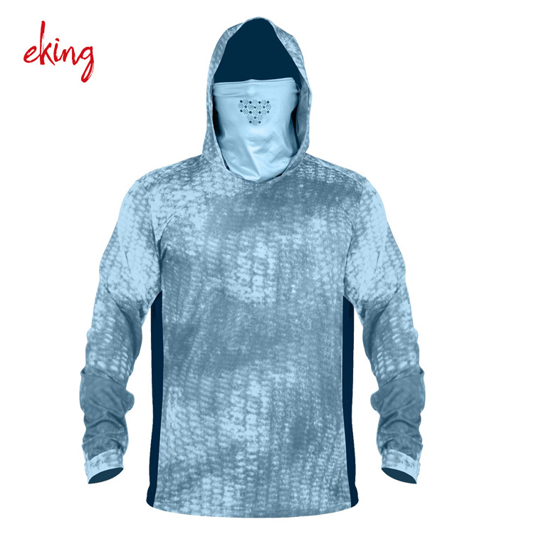 Custom Bamboo Friendly Recycled Material UV UPF50+ Moisture Wicking Mens Hoody Long Sleeve Fishing T Shirts with mask