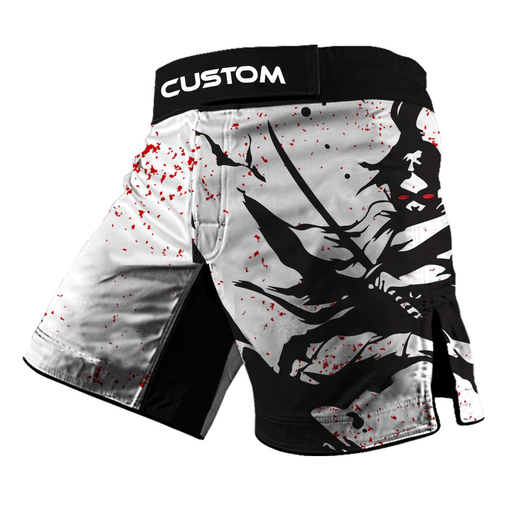 Custom Wholesale Design Your Own With Slits China 100% Polyester Fabric For Men Sublimation Printed UFC MMA Fighting Shorts