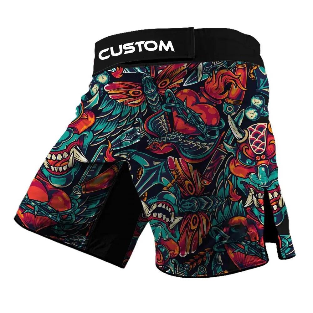 Custom Design Wholesale  Your Own With  Men Slits Fabric For  Sublimation Printed UFC MMA 100% Polyester Fighting Shorts