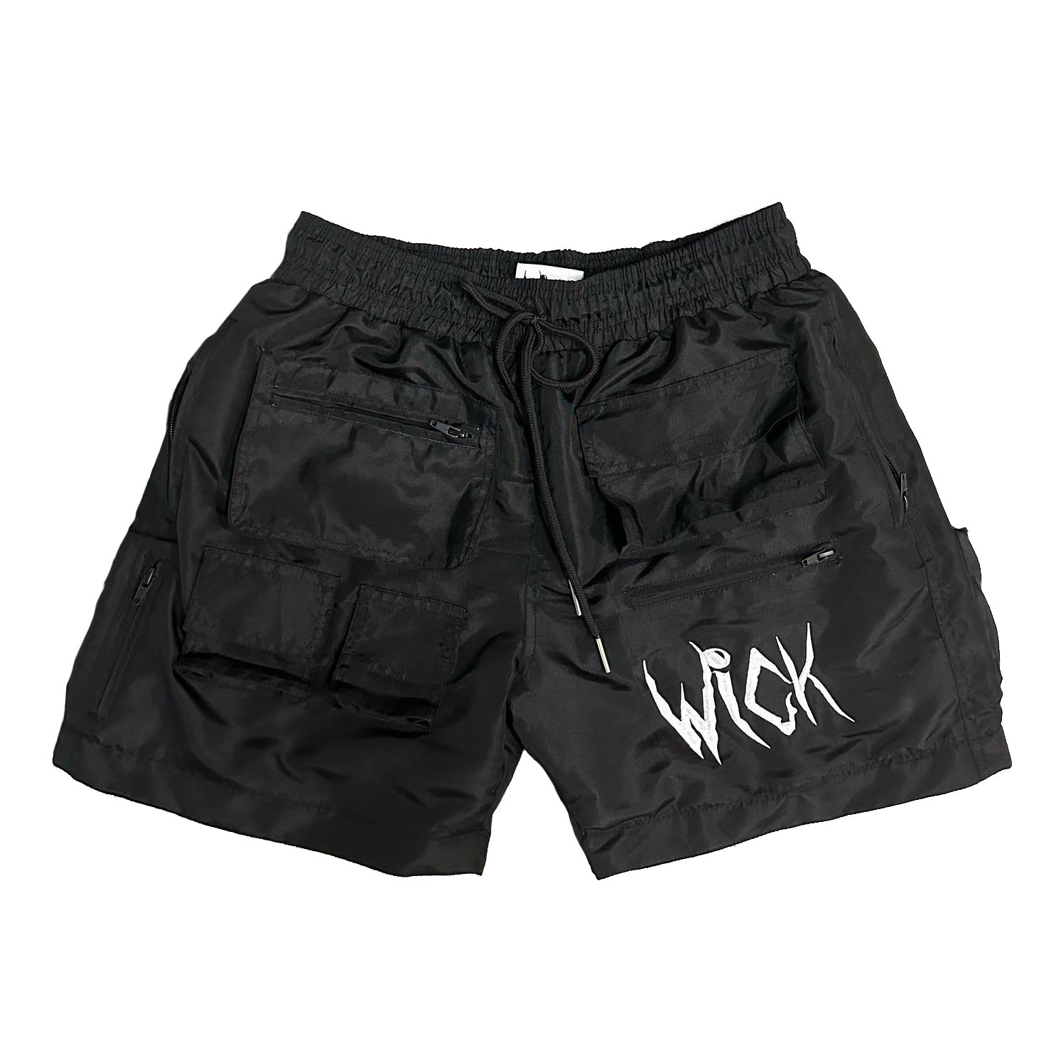 Custom Men Pocket Polyester Embroidery Baggy Streetwear Drawstring  Cargo Summer Nylon Shorts