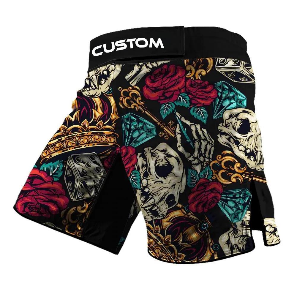 Custom Design Wholesale  Your Own With  Men Slits Fabric For  Sublimation Printed UFC MMA 100% Polyester Fighting Shorts