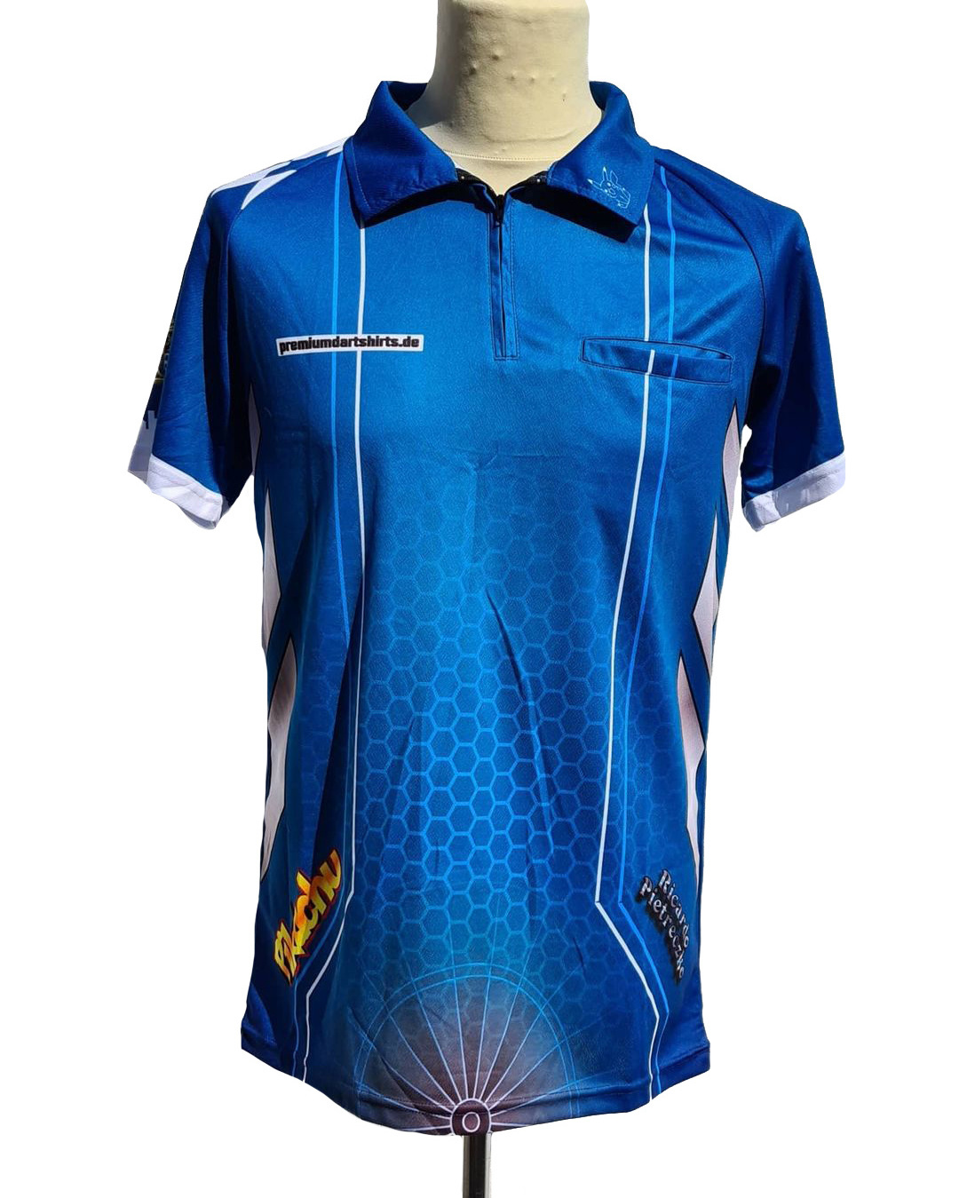 Custom Logo Mens Design Kids Youth Sharks Polyester Dart Team Club Sublimation Printed Dart Polo Shirt With Zipper Pocket