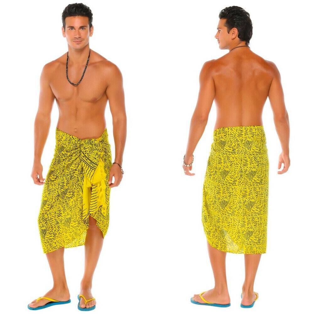 Custom logo design summer fashion beachwear pareo floral printed beach lavalava hawaiian sarong for men