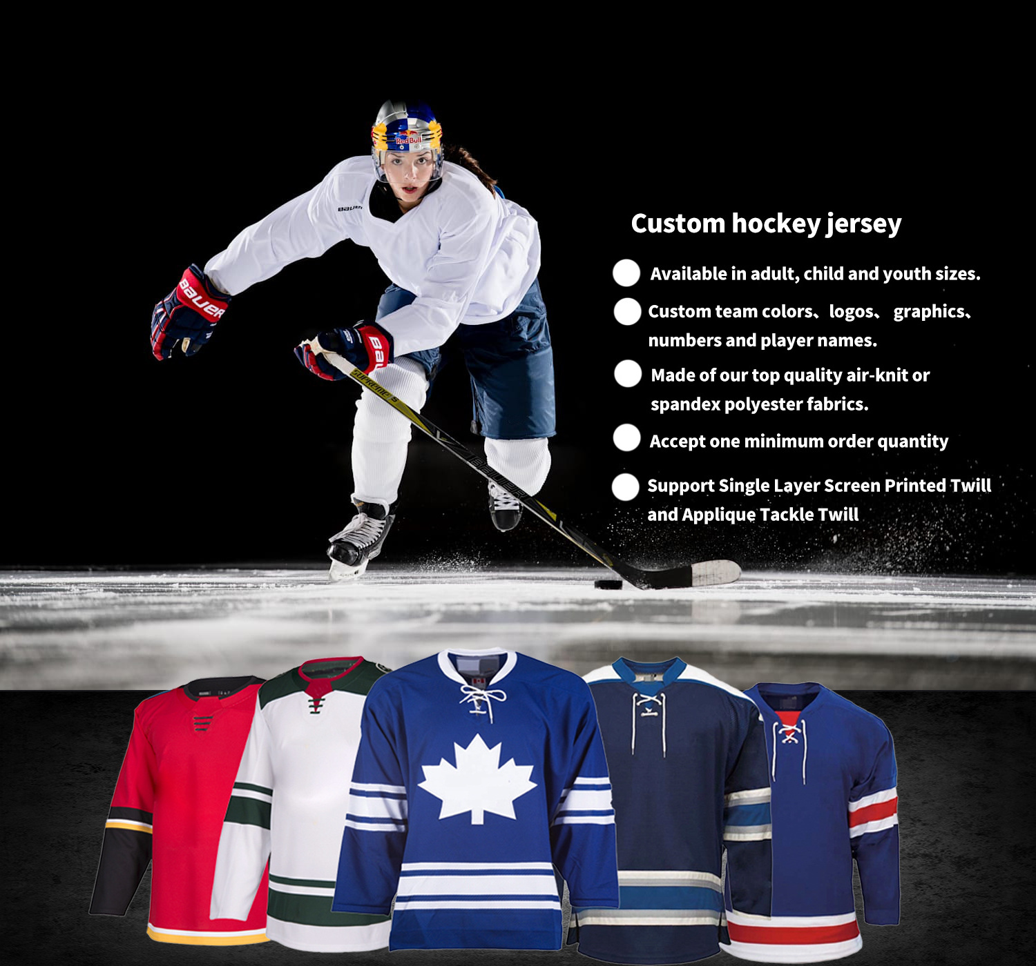 Custom wholesale blank hockey jersey hoodie sublimated hooded LOGO sweatshirt hoodies