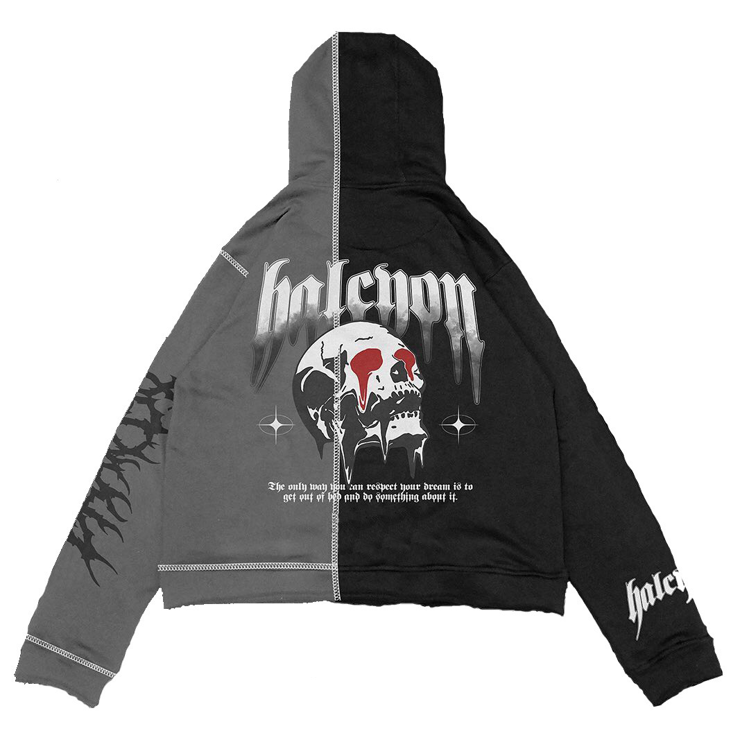 Custom Dtg  Your Brand Premium Patchwork Two Tone No Pockets Oversized  Drop Shoulder Contrast Stitch  Hoodies