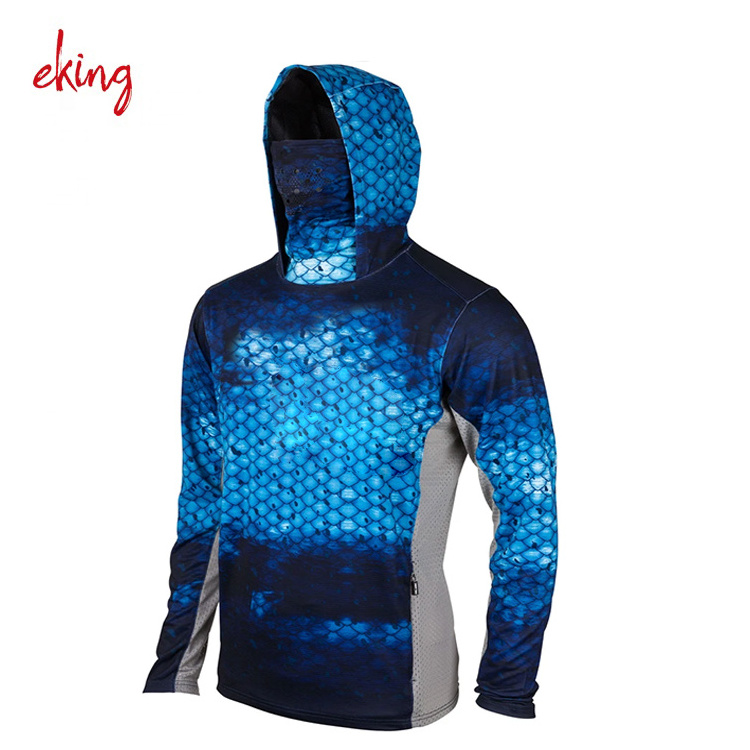 Custom wholesale sublimation fishing jersey uv protection tournament long sleeve men fishing hoodie quick dry fishing shirts