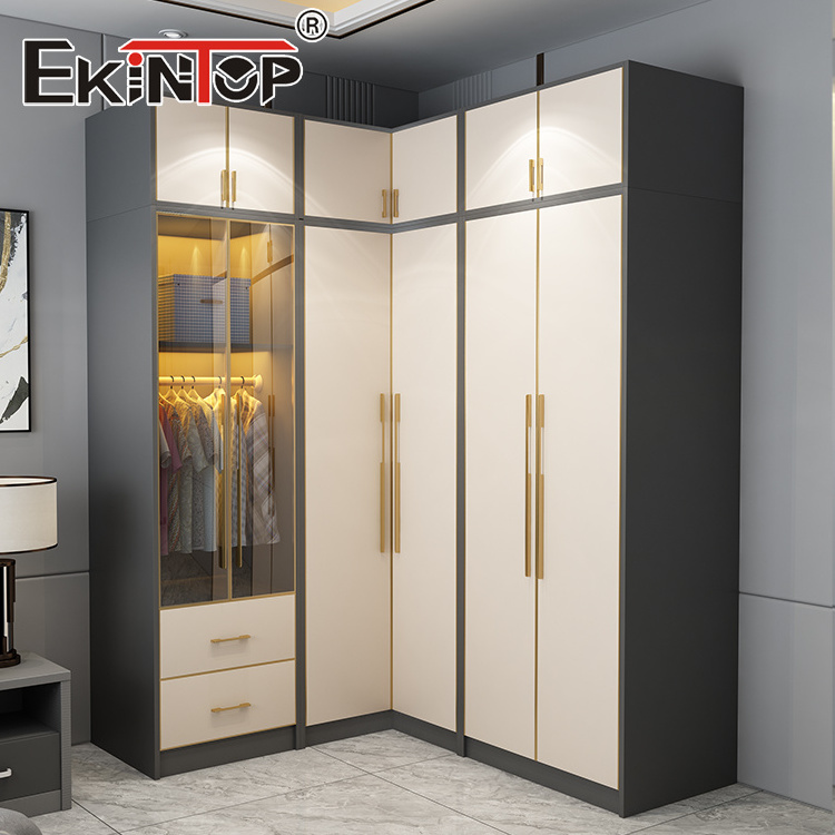 Ekintop modern bedroom furniture french wardrobe built in closet