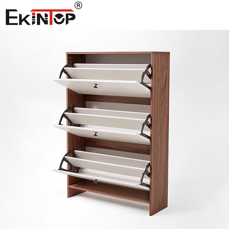 Ekintop home simple white color wood storage shoe cabinet entrance furniture melamine shoe rack organizers