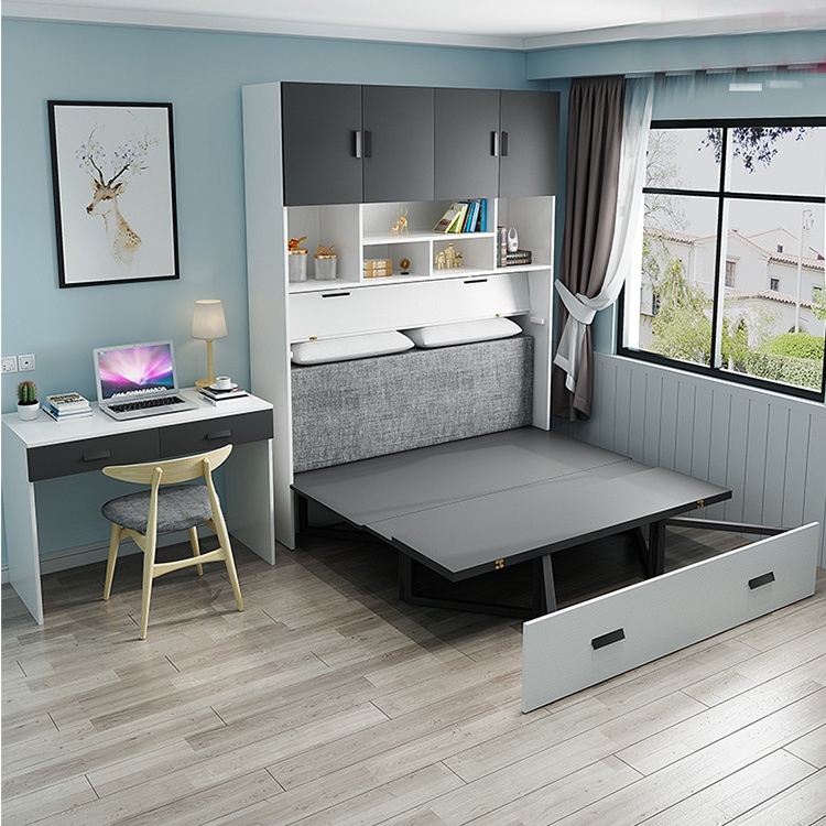 Ekintop modern bedroom furniture tatami box bed frames king size wood single bed with storage