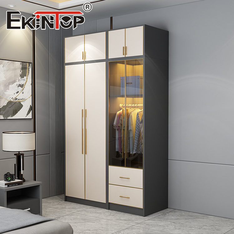 Ekintop modern bedroom furniture french wardrobe built in closet