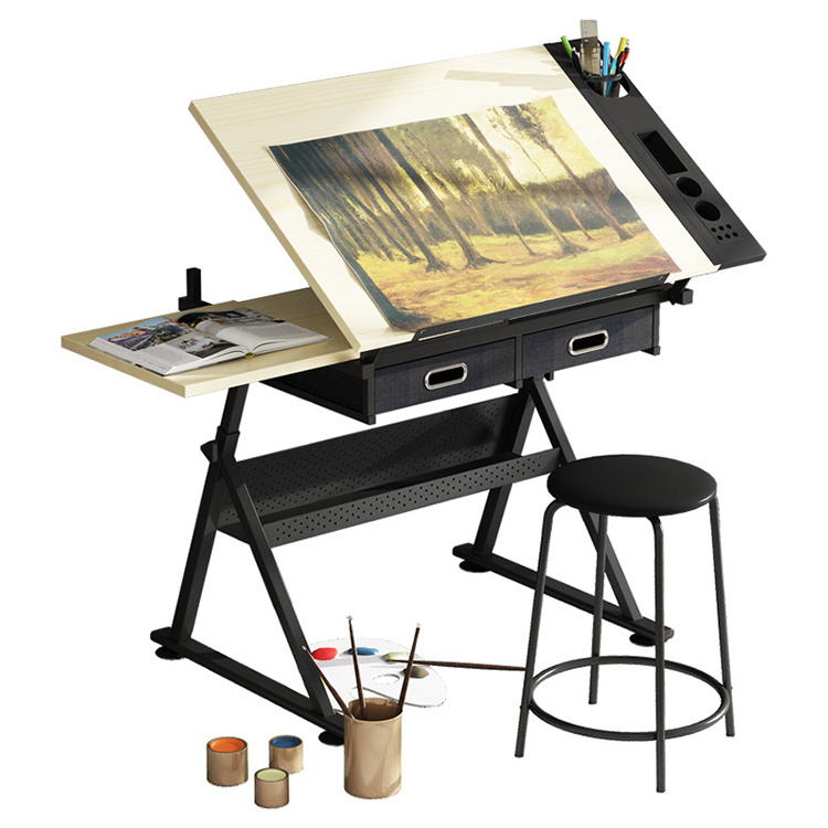 Ekintop school furniture portable acrylic drafting table kids drawing projector table tempered glass architecture drawing table