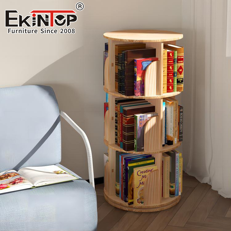 Ekintop rotatable 360 rotating bookshelf kids plastic round bookshelves children rotating bookshelf