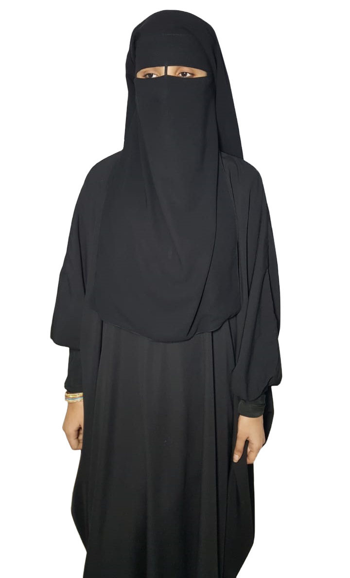 3 Layer Short Niqab for Muslim Women Islamic Clothing Three Layered Nose Piece Niqab Face Veil Burqa Flap Naqab Hijab