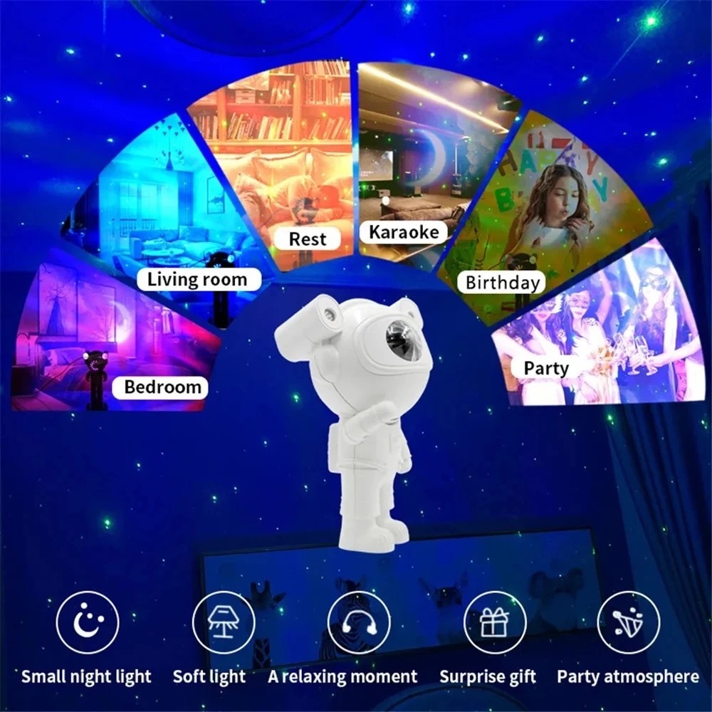 Astronaut Projector Lamp Music Speaker Star Moon Nebula Ceiling Night Light Space Timer Led Astronaut Projector Lighting