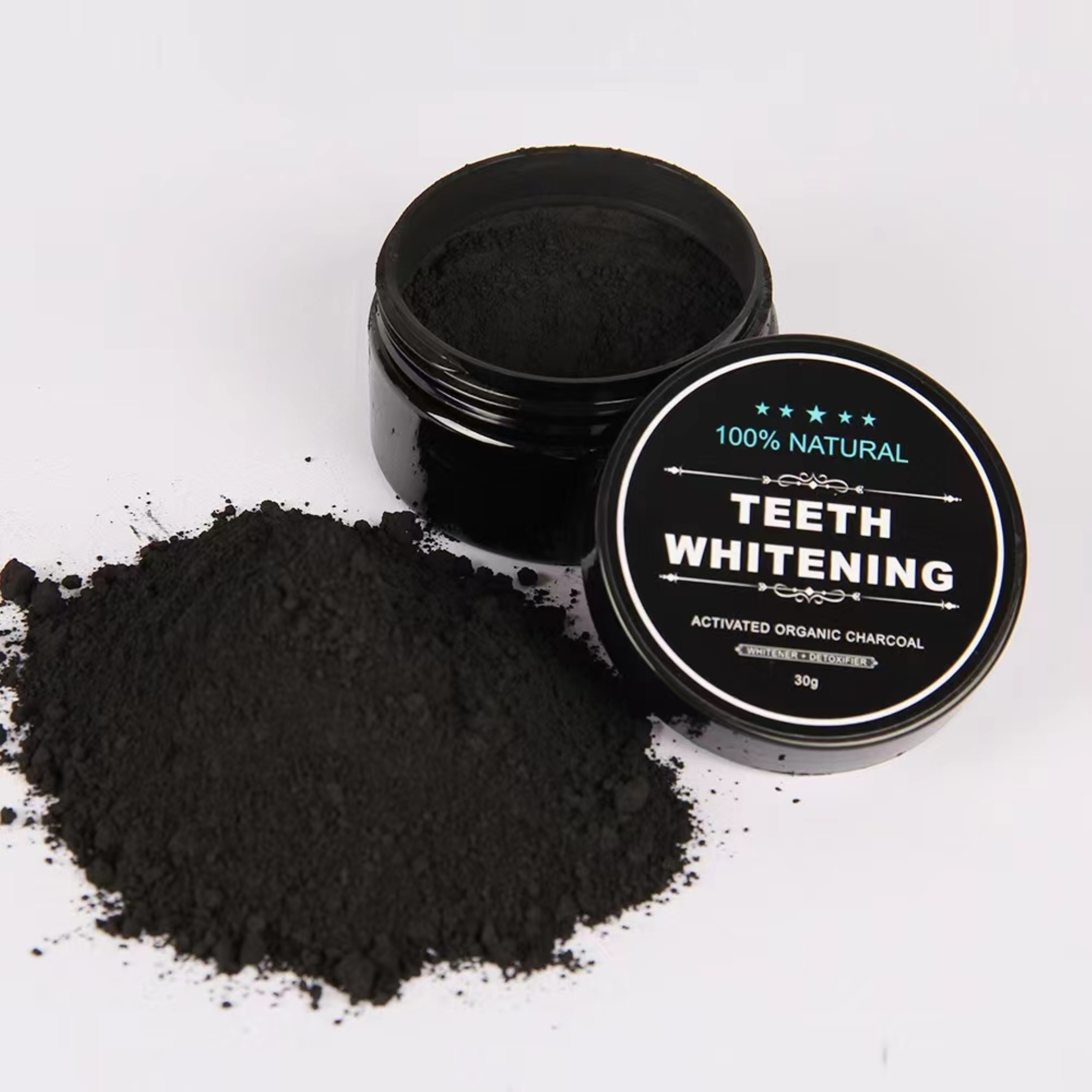 Private label 100% natural organic mint white teeth activated charcoal teeth whitening powder