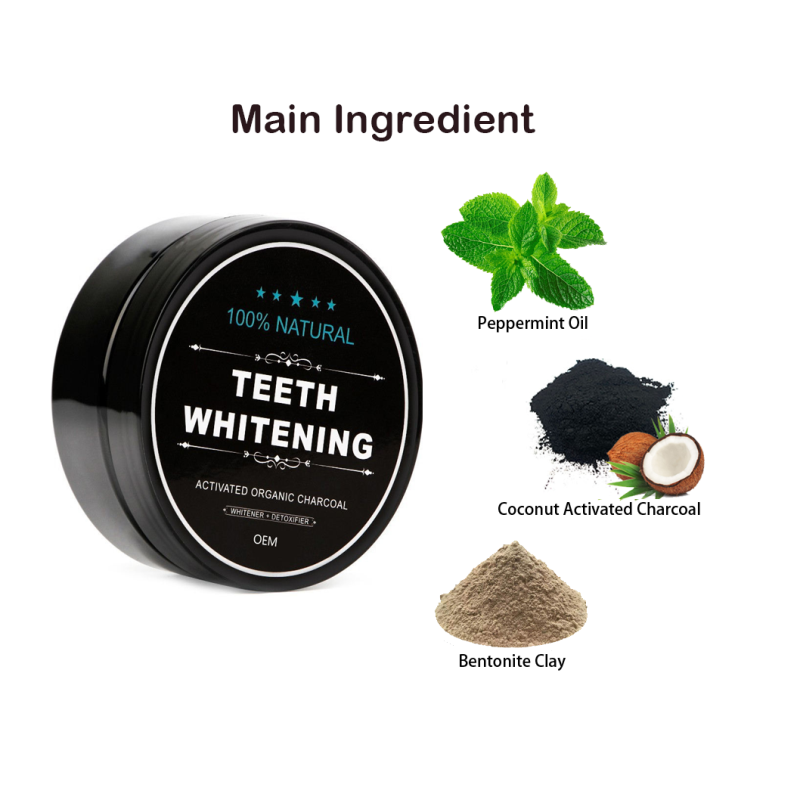 Nice Price Charcoal Activated Carbon Bentonite Clay Peppermint Oil Teeth Whitening Powder For Daily Use Private Logo